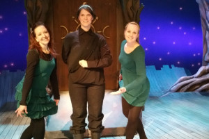 2015: Intern Kassy Carlson at a children's play with interpreters Katie Johnson and Rebecca Rick.